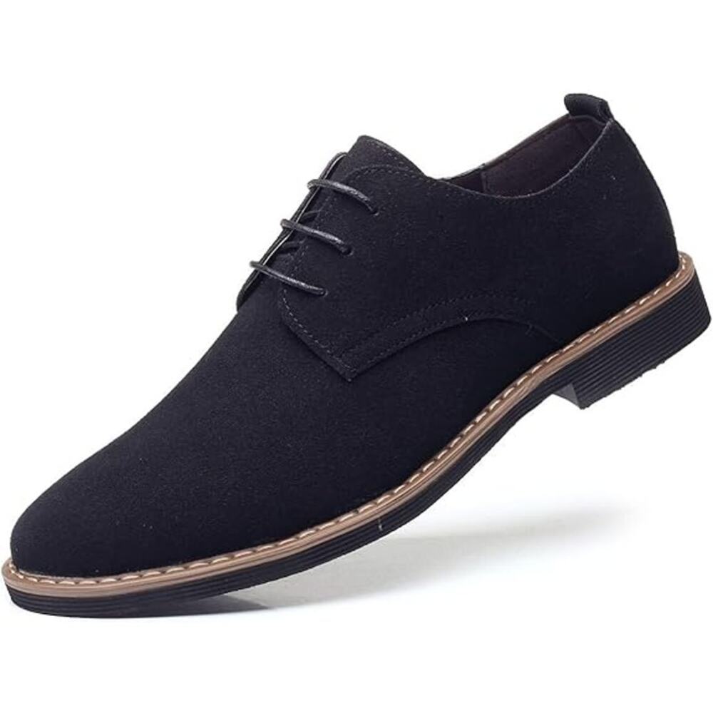 Dadawen Mens Size 10 Black Suede Low Heel Lace Up Oxford Dress Loafer Shoes